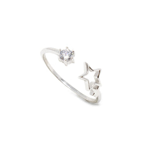 925 STERLING SILVER Cubic Zirconia Star Adjustable Ring - Mimmic Fashion Jewelry