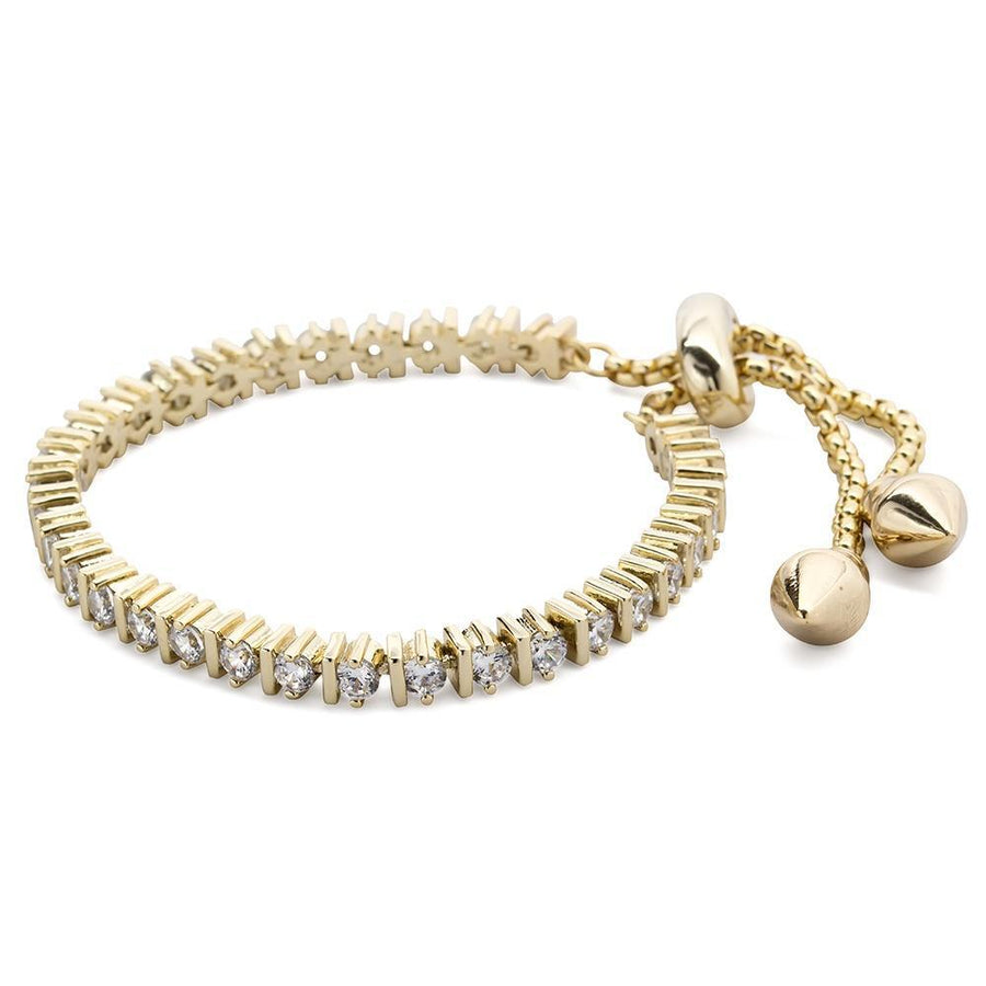 Adjustable Tennis Bracelet Gold Plated-Mimmic Fashion Jewelry