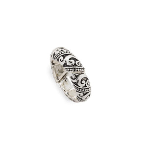 Antique Silver Stretch Ring Curl - Mimmic Fashion Jewelry