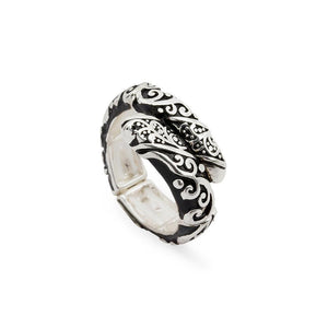 Antique Silver Stretch Ring Filigree - Mimmic Fashion Jewelry