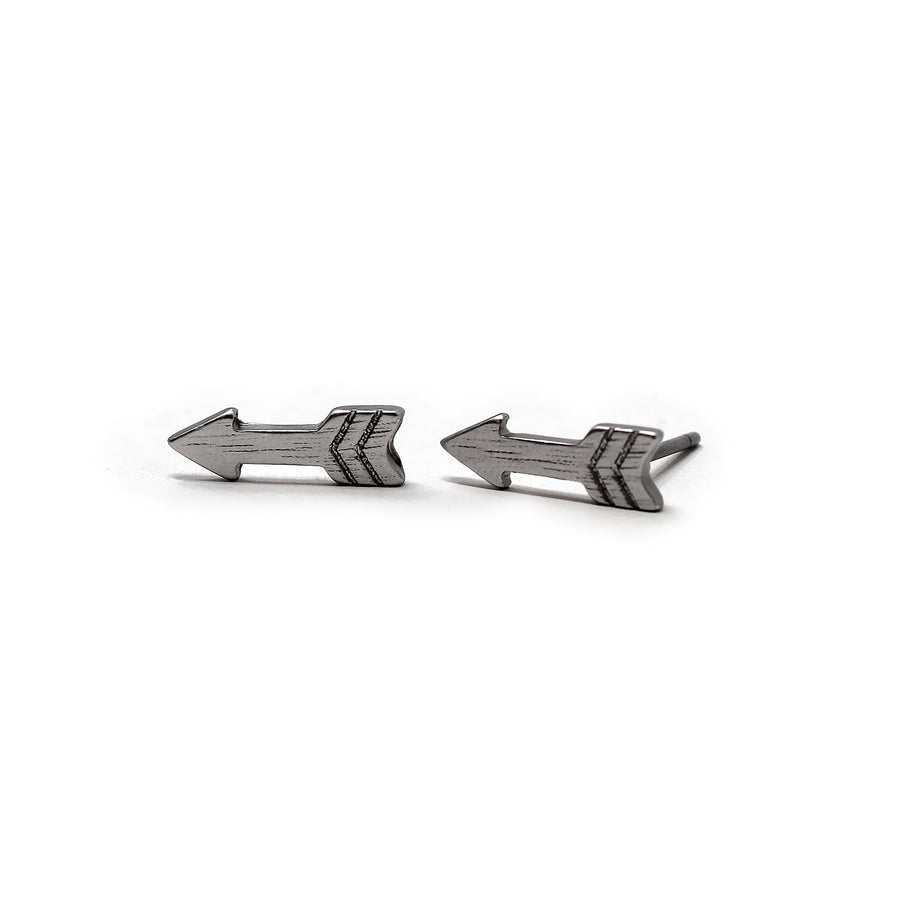 Arrow Stud Rhodium Plated Earrings - Mimmic Fashion Jewelry