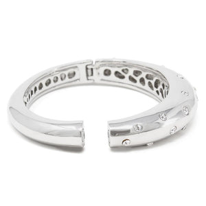 Band Hinged Bracelet with Crystal Silver Tone - Mimmic Fashion Jewelry