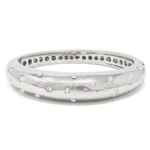 Band Hinged Bracelet with Crystal Silver Tone - Mimmic Fashion Jewelry