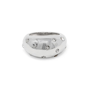 Band Ring With Crystal SilverTone - Mimmic Fashion Jewelry