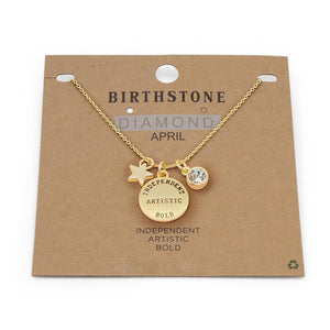 Birthstone Necklace April Gld Pl - Mimmic Fashion Jewelry