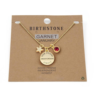 Birthstone Necklace January Gld Pl - Mimmic Fashion Jewelry