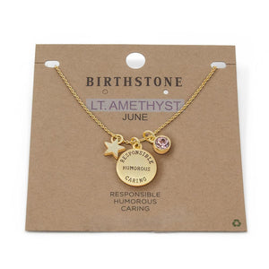 Birthstone Necklace June Gld Pl - Mimmic Fashion Jewelry