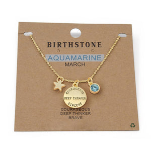 Birthstone Necklace March Gld Pl - Mimmic Fashion Jewelry