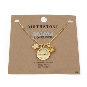 Birthstone Necklace November Gld Pl - Mimmic Fashion Jewelry