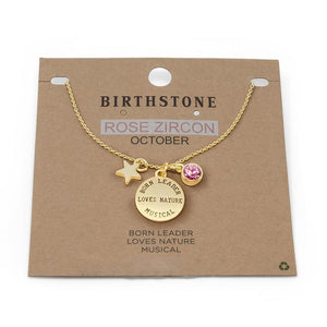 Birthstone Necklace October Gld Pl - Mimmic Fashion Jewelry
