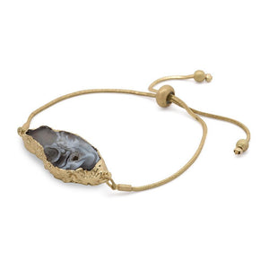 Black Druzy Adjustable Bracelet Gold T - Mimmic Fashion Jewelry