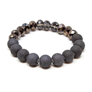 Black Glass/Sparkly Bead Stretch Bracelet - Mimmic Fashion Jewelry