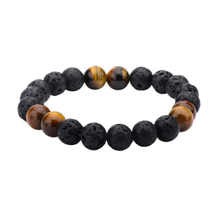 Black Lava and Brown Tiger Eye Beads Bracelet - Mimmic Fashion Jewelry