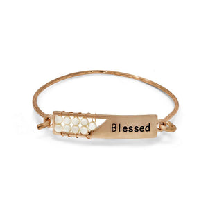 Blessed Hook Bangle with Pearls Gold Tone - Mimmic Fashion Jewelry