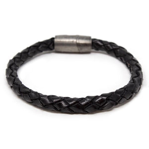 Braided Leather Bracelet with Puzzle Clasp Dark Brown Large - Mimmic Fashion Jewelry