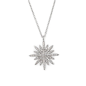 Bright Star Necklace CZ Pave Rhodium Pl - Mimmic Fashion Jewelry