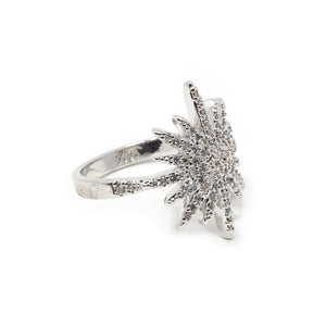 Bright Star Pave Ring Rhodium Pl - Mimmic Fashion Jewelry