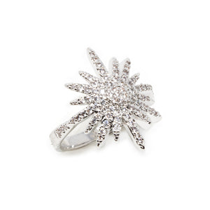 Bright Star Pave Ring Rhodium Pl - Mimmic Fashion Jewelry