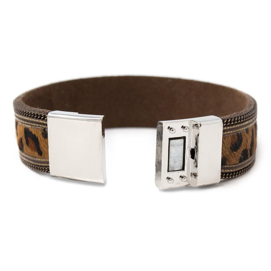 Brown Animal Print Leather Bracelet - Mimmic Fashion Jewelry