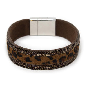 Brown Animal Print Leather Bracelet - Mimmic Fashion Jewelry