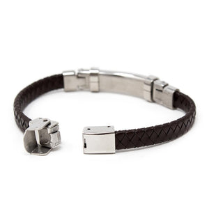 Brown Leather Rose Gold Stainless Steel Cable Station Bracelet - Mimmic Fashion Jewelry