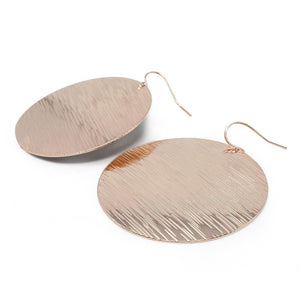 Brushed Disc Drop Earrings RoseGold Pl - Mimmic Fashion Jewelry