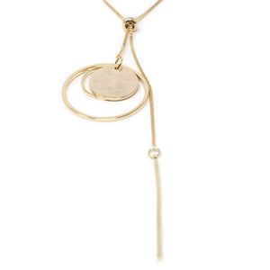 Brushed Geometric Lariat Necklace Gold T - Mimmic Fashion Jewelry