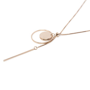 Brushed Geometric Lariat Necklace Rose Gold T - Mimmic Fashion Jewelry