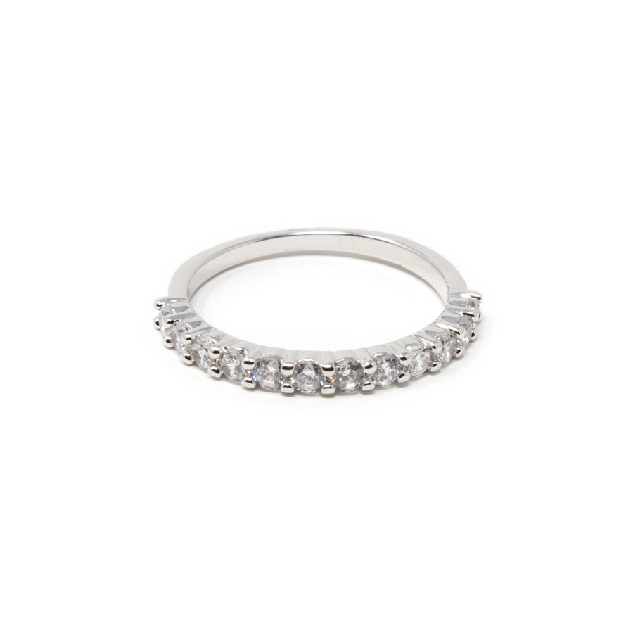 CZ Band Ring Rhodium PL - Mimmic Fashion Jewelry