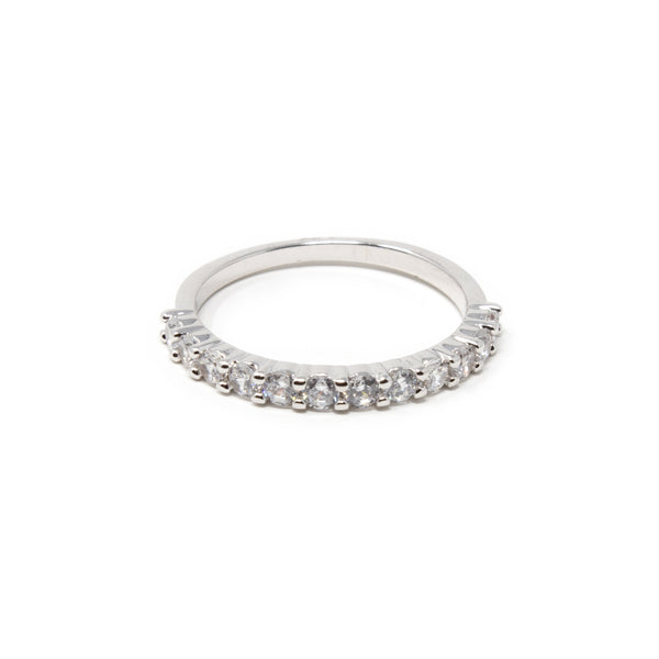 CZ Band Ring Rhodium PL