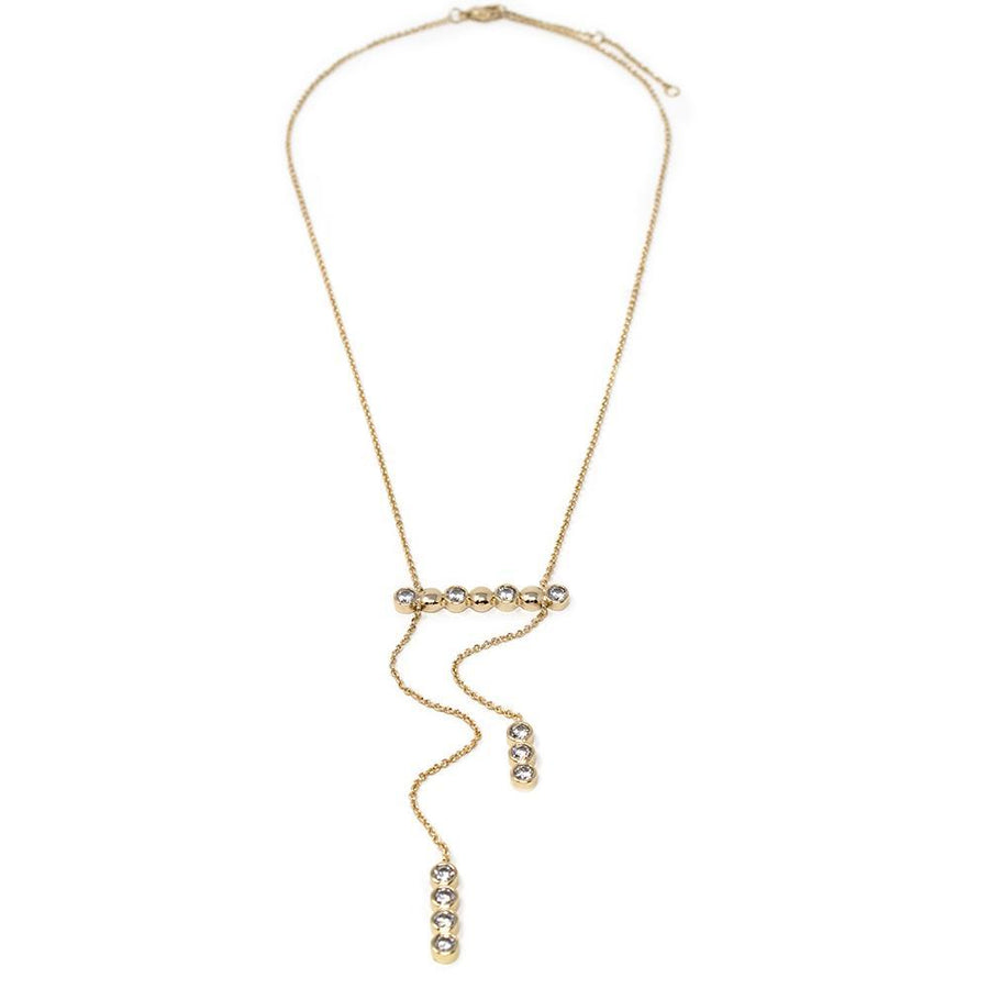 CZ Bar Drop Necklace Gold Plated - Mimmic Fashion Jewelry