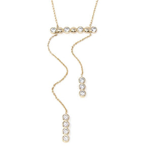 CZ Bar Drop Necklace Gold Plated - Mimmic Fashion Jewelry