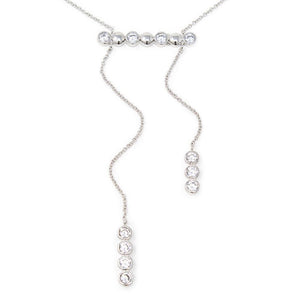 CZ Bar Drop Necklace Rhodium Plated - Mimmic Fashion Jewelry