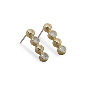 CZ Bar Earrings Gold Pl - Mimmic Fashion Jewelry
