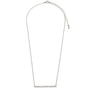 CZ Bar Necklace Silver Tone - Mimmic Fashion Jewelry