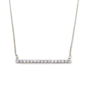 CZ Bar Necklace Silver Tone - Mimmic Fashion Jewelry