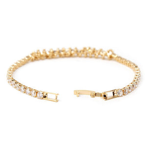 CZ Chain Bracelet Gold Tone - Mimmic Fashion Jewelry