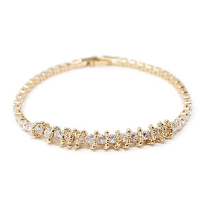 CZ Chain Bracelet Gold Tone - Mimmic Fashion Jewelry