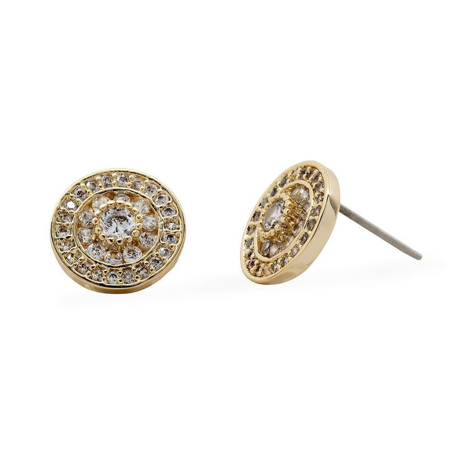 CZ Circle Stud Earrings Gold Plated - Mimmic Fashion Jewelry