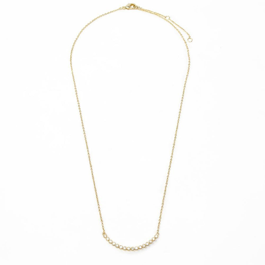 CZ Curve Bar Necklace Gold Plated - Mimmic Fashion Jewelry