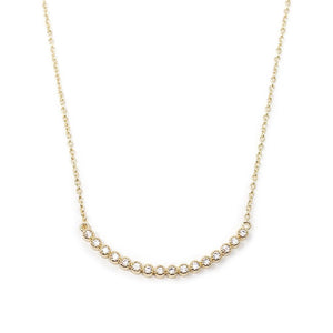 CZ Curve Bar Necklace Gold Plated - Mimmic Fashion Jewelry