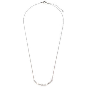 CZ Curve Bar Necklace Rhodium Plated - Mimmic Fashion Jewelry