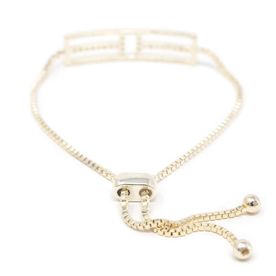 CZ Open Bar Adjustable Bracelet Gold Tone - Mimmic Fashion Jewelry