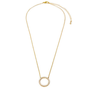 CZ Open Circle Necklace Gold Plated - Mimmic Fashion Jewelry