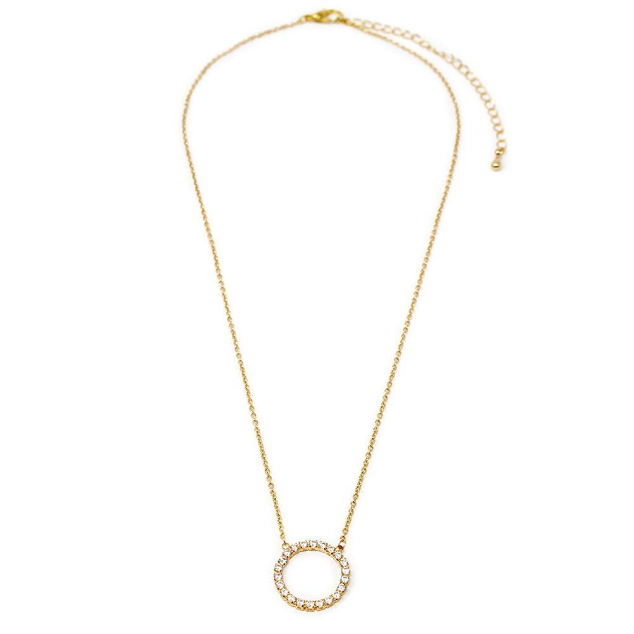 CZ Open Circle Necklace Gold Plated - Mimmic Fashion Jewelry