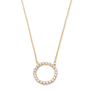 CZ Open Circle Necklace Gold Plated - Mimmic Fashion Jewelry