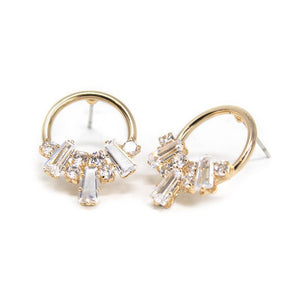 CZ Open Circle Stud Earrings Gold Tone - Mimmic Fashion Jewelry