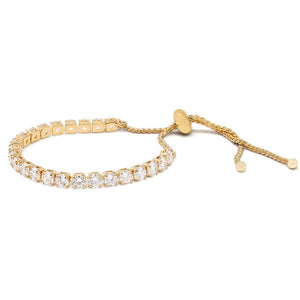 CZ Round Slide Adjustable Bracelet Gold Tone - Mimmic Fashion Jewelry