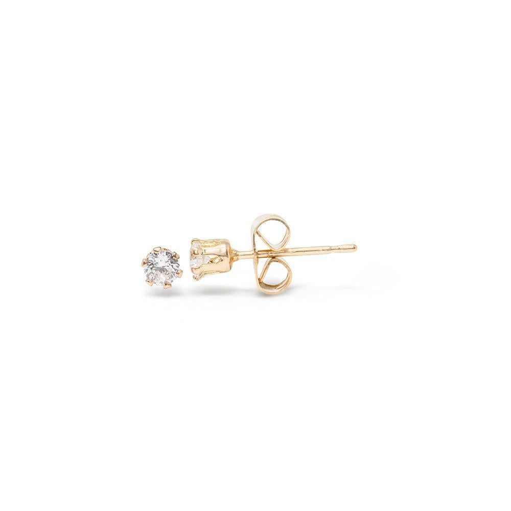 CZ Round Stud Earrings Set of Five Gold Tone