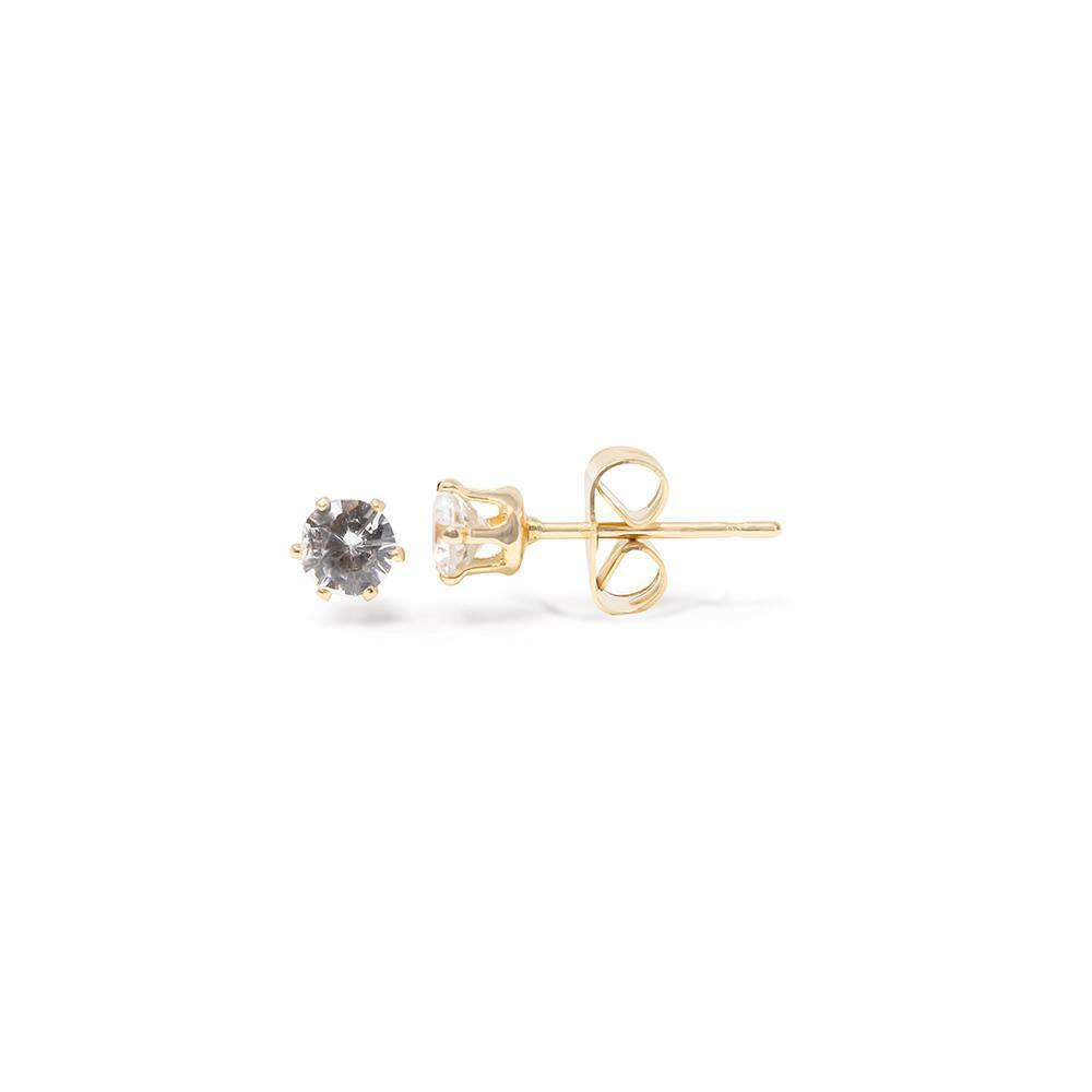 CZ Round Stud Earrings Set of Five Gold Tone